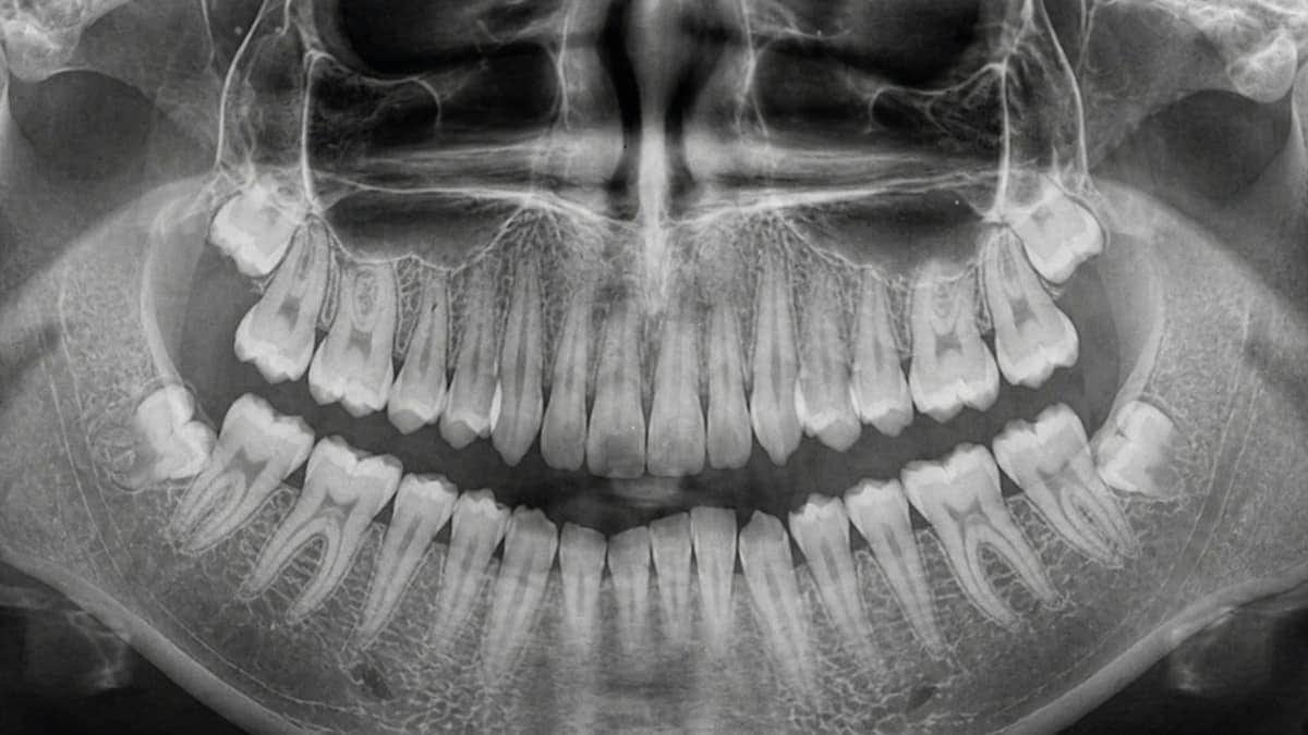 Radiographie panoramique dentaire montrant les dents de sagesse